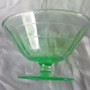 Green Depression Glass Ice Cream Dish..